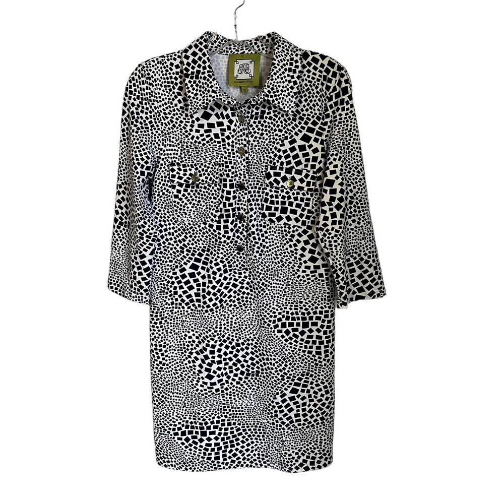 Elizabeth McKay nylon Shirt Dress Blue/white animal print Small